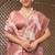 Pink pure tussar silk printed saree with blouse