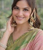 Pink silk blend banarasi saree with unstitched blouse piece