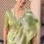 Light green pure tussar silk printed saree with blouse