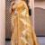 Mustard pure tussar silk printed saree with blouse