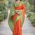 Orange  soft silk banarasi jacuard work designer party wear saree with unstitched blouse piece
