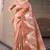 Peach pure tussar silk printed saree with blouse