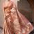 Peach pure tussar silk printed saree with blouse