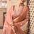 Peach pure tussar silk printed saree with blouse