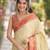 Cream  soft silk banarasi jacuard work designer party wear saree with unstitched blouse piece