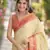 Cream  soft silk banarasi jacuard work designer party wear saree with unstitched blouse piece