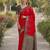 Red soft silk banarasi jacuard work designer party wear saree with unstitched blouse piece