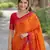 Orange soft silk banarasi jacuard work designer party wear saree with unstitched blouse piece