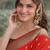 Red soft silk banarasi jacuard work designer party wear saree with unstitched blouse piece