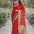 Red soft silk banarasi jacuard work designer party wear saree with unstitched blouse piece