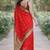 Red soft silk banarasi jacuard work designer party wear saree with unstitched blouse piece