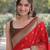 Red soft silk banarasi jacuard work designer party wear saree with unstitched blouse piece