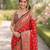 Red soft silk banarasi jacuard work designer party wear saree with unstitched blouse piece