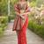 Red soft silk banarasi jacuard work designer party wear saree with unstitched blouse piece