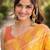 Yellow soft silk banarasi jacuard work designer party wear saree with unstitched blouse piece