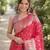 Pink soft silk banarasi jacuard work designer party wear saree with unstitched blouse piece