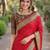 Red soft silk banarasi jacuard work designer party wear saree with unstitched blouse piece