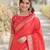 Orange soft silk banarasi jacuard work designer party wear saree with unstitched blouse piece