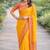 Yellow soft silk banarasi jacuard work designer party wear saree with unstitched blouse piece