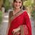 Red soft silk banarasi jacuard work designer party wear saree with unstitched blouse piece