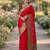 Red soft silk banarasi jacuard work designer party wear saree with unstitched blouse piece