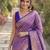 Lavender soft silk banarasi jacuard work designer party wear saree with unstitched blouse piece
