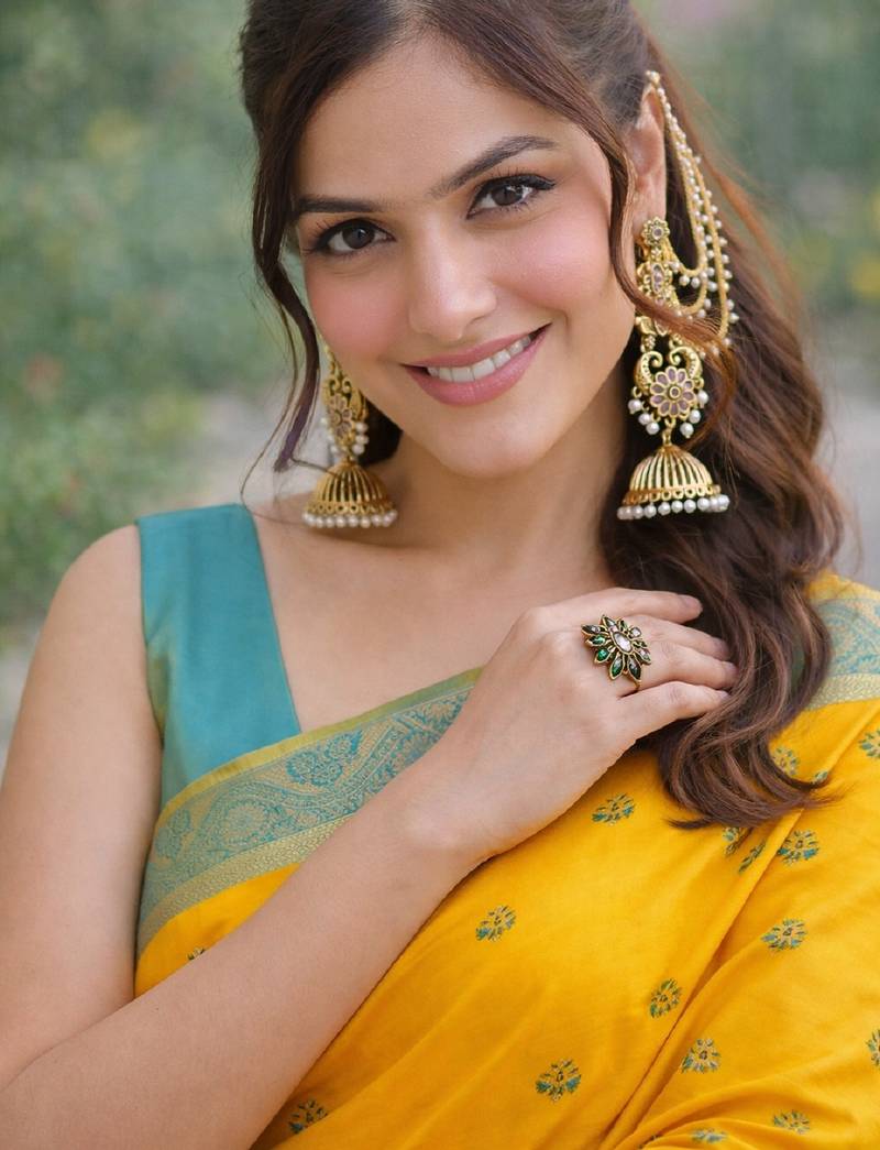 Yellow soft silk banarasi jacuard work designer party wear saree with unstitched blouse piece