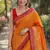 Orange soft silk banarasi jacuard work designer party wear saree with unstitched blouse piece