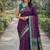Wine soft silk banarasi jacuard work designer party wear saree with unstitched blouse piece