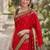Red soft silk banarasi jacuard work designer party wear saree with unstitched blouse piece