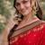 Red soft silk banarasi jacuard work designer party wear saree with unstitched blouse piece