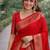Red soft silk banarasi jacuard work designer party wear saree with unstitched blouse piece