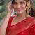Red soft silk banarasi jacuard work designer party wear saree with unstitched blouse piece