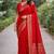 Red soft silk banarasi jacuard work designer party wear saree with unstitched blouse piece