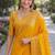 Yelllow soft silk banarasi jacuard work designer party wear saree with unstitched blouse piece