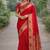 Red soft silk banarasi jacuard work designer party wear saree with unstitched blouse piece