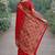 Red soft silk banarasi jacuard work designer party wear saree with unstitched blouse piece