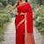 Red soft silk banarasi jacuard work designer party wear saree with unstitched blouse piece