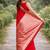 Red soft silk banarasi jacuard work designer party wear saree with unstitched blouse piece