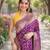 Wine soft silk banarasi jacuard work designer party wear saree with unstitched blouse piece