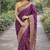 Wine soft silk banarasi jacuard work designer party wear saree with unstitched blouse piece