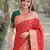 Red soft silk banarasi jacuard work designer party wear saree with unstitched blouse piece