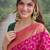 Pink soft silk banarasi jacuard work designer party wear saree with unstitched blouse piece