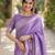 Lavender soft silk banarasi jacuard work designer party wear saree with unstitched blouse piece