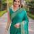 Teal green soft silk banarasi jacuard work designer party wear saree with unstitched blouse piece