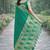 Teal green soft silk banarasi jacuard work designer party wear saree with unstitched blouse piece