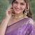 Lavender soft silk banarasi jacuard work designer party wear saree with unstitched blouse piece