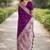 Wine soft silk banarasi jacuard work designer party wear saree with unstitched blouse piece