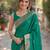 Teal green soft silk banarasi jacuard work designer party wear saree with unstitched blouse piece
