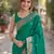 Teal green soft silk banarasi jacuard work designer party wear saree with unstitched blouse piece